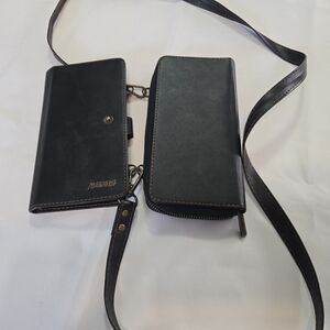 Elegant Black Leather Women's Wallet Set